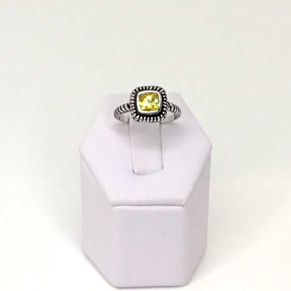 .925 Sterling Silver Yellow Cz Ring - Picture 4 of 15